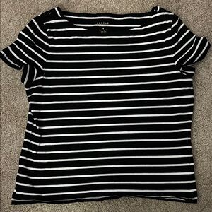 Kate Spade Broome Street Black and White Striped Short Sleeve Tee Sz XL